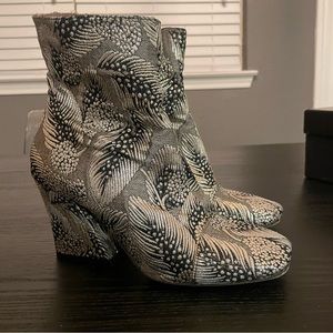 Dries Van Noten Metallic Feather Booties